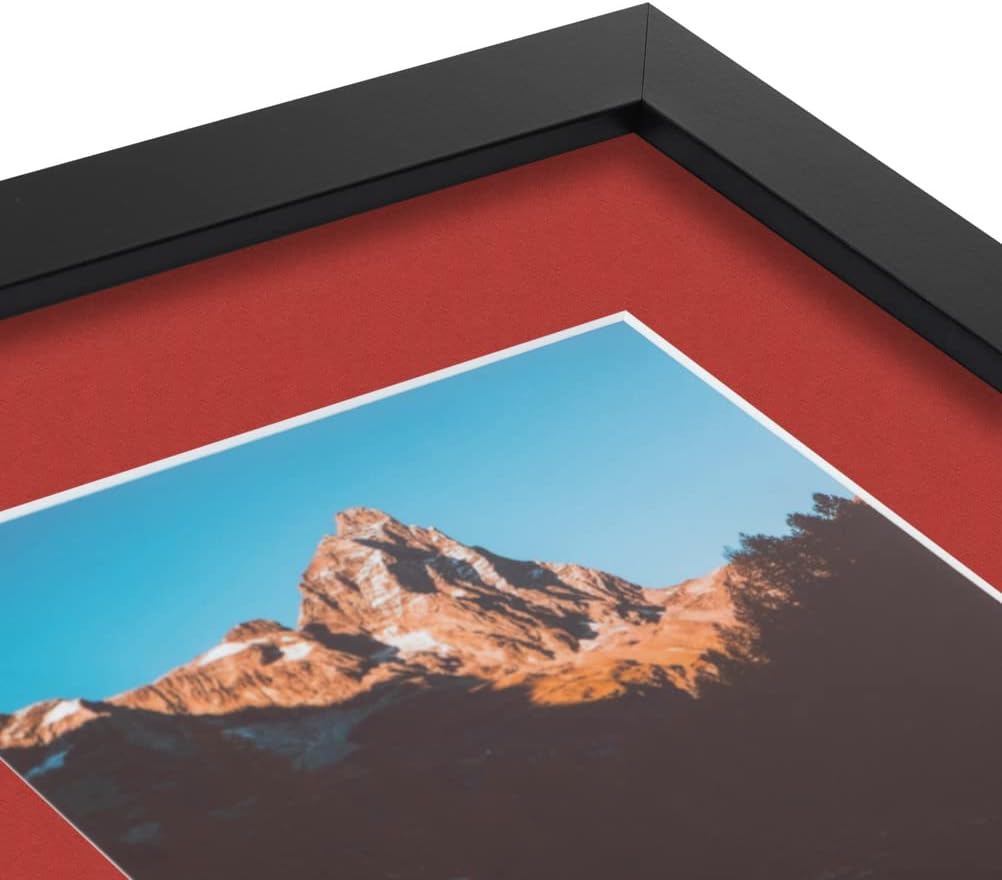 ArtToFrames 11x14 inch Satin Black Picture Frame with 2 Inch Single Deep Red Mat, SingleMat-FRBW26079-11x14-1459