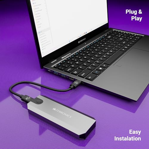 Image of Zebronics M.2 NVMe Enclosure, PCIe 3.0, Max. 8TB Storage, Upto 10Gbps Transfer Speed, Supports 2230 /2242 /2260 /2280, Type-C 3.2 Gen2 Connector, Windows, Mac, Linux Support, Aluminum Case (CN101)