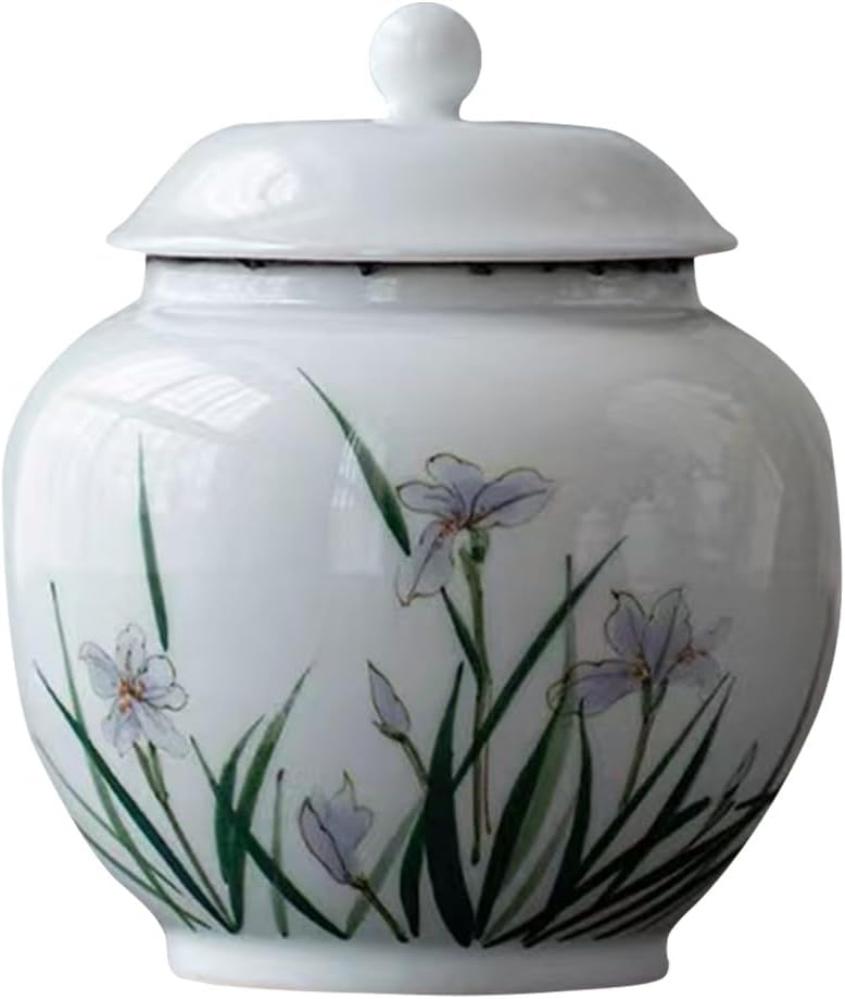 Small urn Ashes Keepsake - Iris Flowers Ceramic urn ​for Humans， Funeral Memorial 4.2 inches urns for Adults, Child, Pets， Hold 15 Cubic inches -Qnty 1