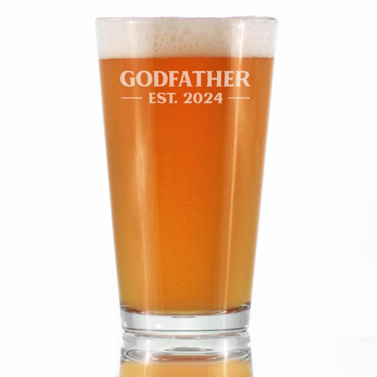 Godfather Est 2024 - New Godfather Pint Glass Proposal Gift for First Time Godparents - Bold 16 Oz Glasses