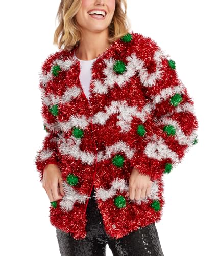 Image of Tipsy Elves Classic Cute Cardigan Ugly Christmas Sweaters for Women with Fun Patterns and Animals