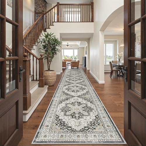 Madane Hallway Runner Rug 3x16 - Vintage Non Slip Washable