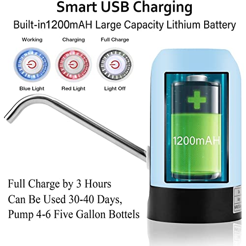 Myvision 5 Gallon Water Dispenser Water Bottle Pump For 5 Gallon Usb Charging Automatic Water Dispenser Portable Electric Water Dispenser For 5 Gallon Bottle Switch,Blue #TOP5