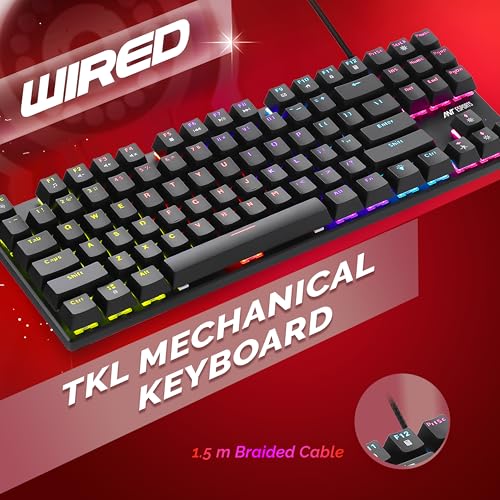 Image of Ant Esports Scorpion MK20 Wired 75% Mechanical Gaming Keyboard, 87 Keys Compact TKL Wired Linear Red Switches Detachable USB RGB Backlight Keyboard