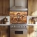 Tempered Glass Backsplash for Kitchen, Western Cowgirl Horseback Ride Design Glass Backsplash, Copper Look Backsplash for Kitchen Wall, Rustic Kitchen Backsplash, Easy to Install Stove Backsplash