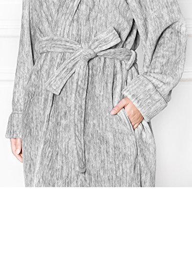 Image of PAVILIA Plush Robe for Women, Soft Fleece Short Bathrobe, Warm Lightweight Knee Length Lounge Robe with Pockets