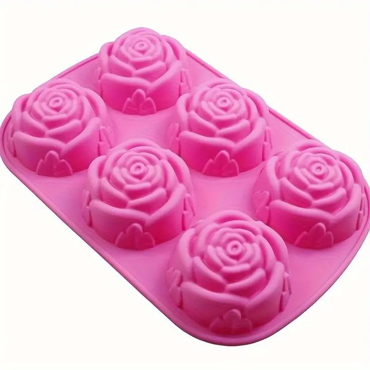 Rose Shape Silicone Soap Mould, 6 Cavity Flower Design, for Cake Decorators & Soap Makers, Premium Food Grade Silicone, Non Stick Finish, Durable, Washable & Reusable (Multicolor) (Pack of 1)-image-45