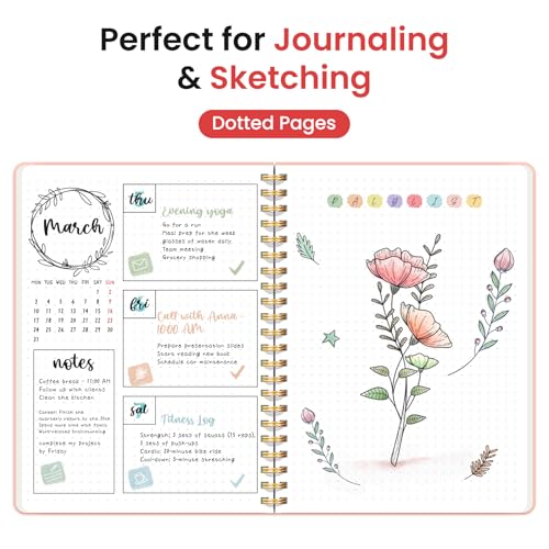 Image of Taja Dotted Spiral Journal Notebook for Women & Men, 140 Pages, Dotted Notebook for Journaling & Note Taking, Journals for Writing, A5(5.7 inch x 7.9 inch) - Pink