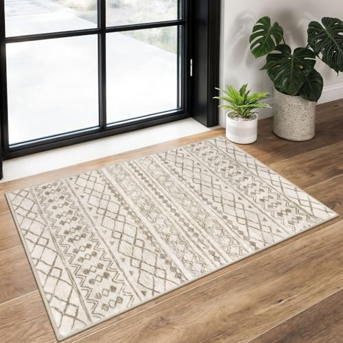 Tapete decorativo beige marrón 2x3 pies KUTA miniatura 1