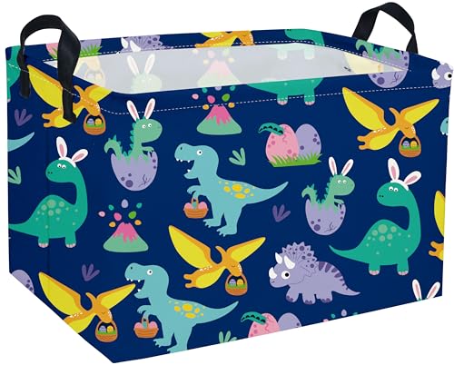 Image of Rectangular Easter Dinosaur Basket,Dinosaur Easter Baskets for Boys, Kids Storage Basket Organizer for Boys,Room Decor ,Clothers,Toys Box,Books,Kid's Gifts Storage.(Easter Dinosaur)