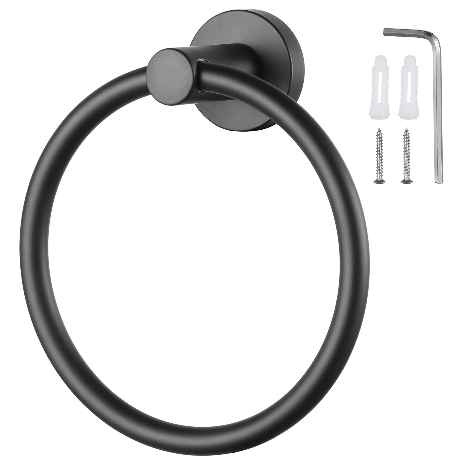 SHEENO Anneau Porte-Serviette En Acier Inoxydable 304 Noir Mat – Fixation Murale Rotative 180° Pour Salle De Bain, Cuisine Et WC