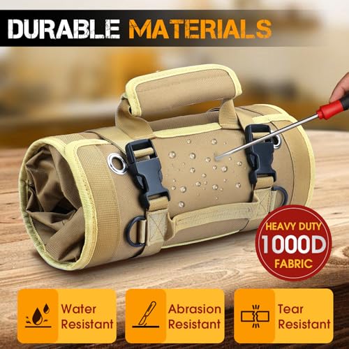Roll-Up-Tool-Bag-Heavy-Duty-Tool-Organizer-with-2-Detachable-Zipper-Pouches-Compact-Durable-Tool-Storage-for-Men-Women-Perfect-for-Handyman-RV-Owners-Dad-Birthday-or-Fathers-Day-Gifts-Khaki - Urban Country Home Decor Roll-Up-Tool-Bag-Heavy-Duty-Tool-Organizer-with-2-Detachable-Zipper-Pouches-Compact-Durable-Tool-Storage-for-Men-Women-Perfect-for-Handyman-RV-Owners-Dad-Birthday-or-Fathers-Day-Gifts-Khaki