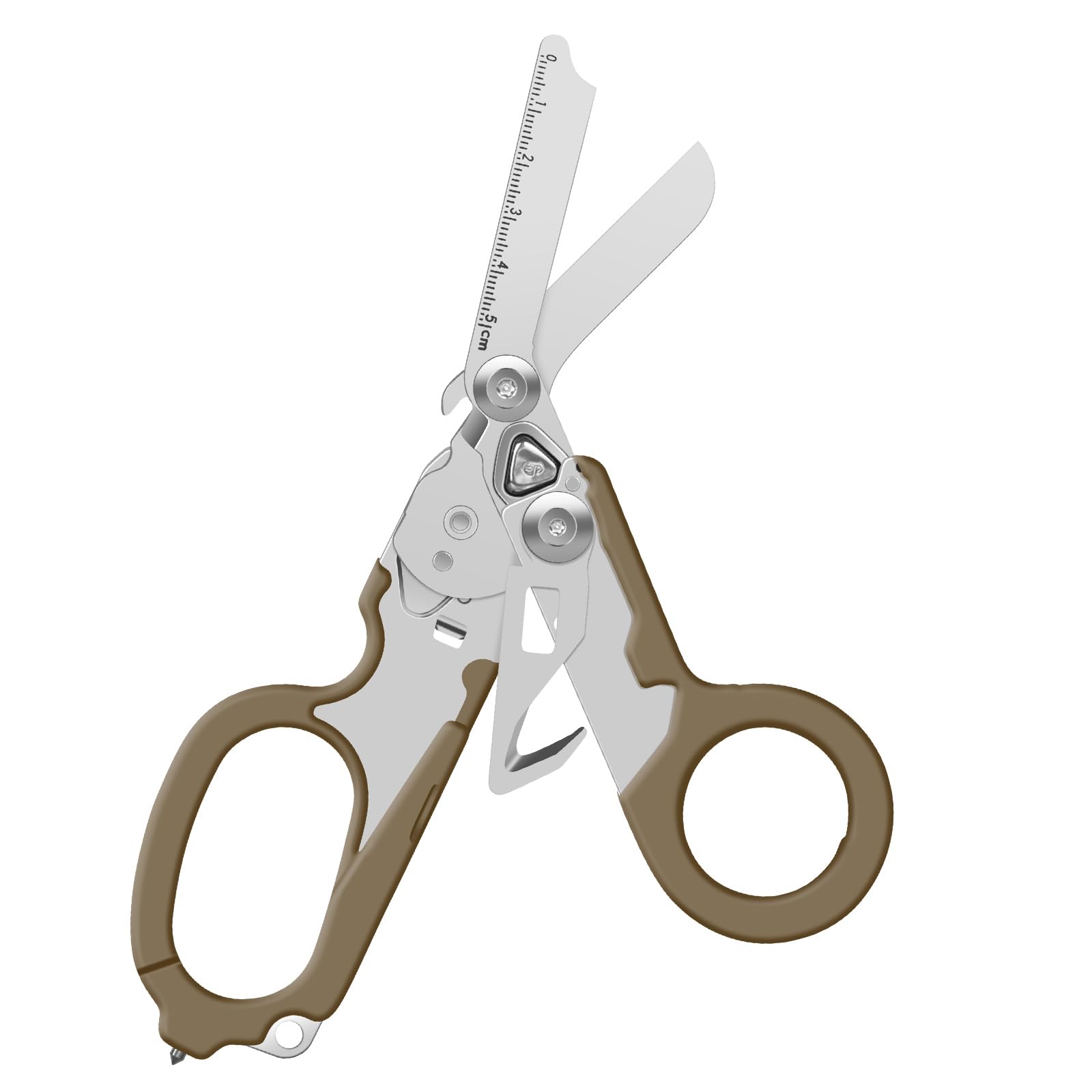 Flrmingigigi Brown Emergency Response Shears, Stainless Steel Foldable Scissors Pliers, Outdoor Camping Rescue Scissors Tools