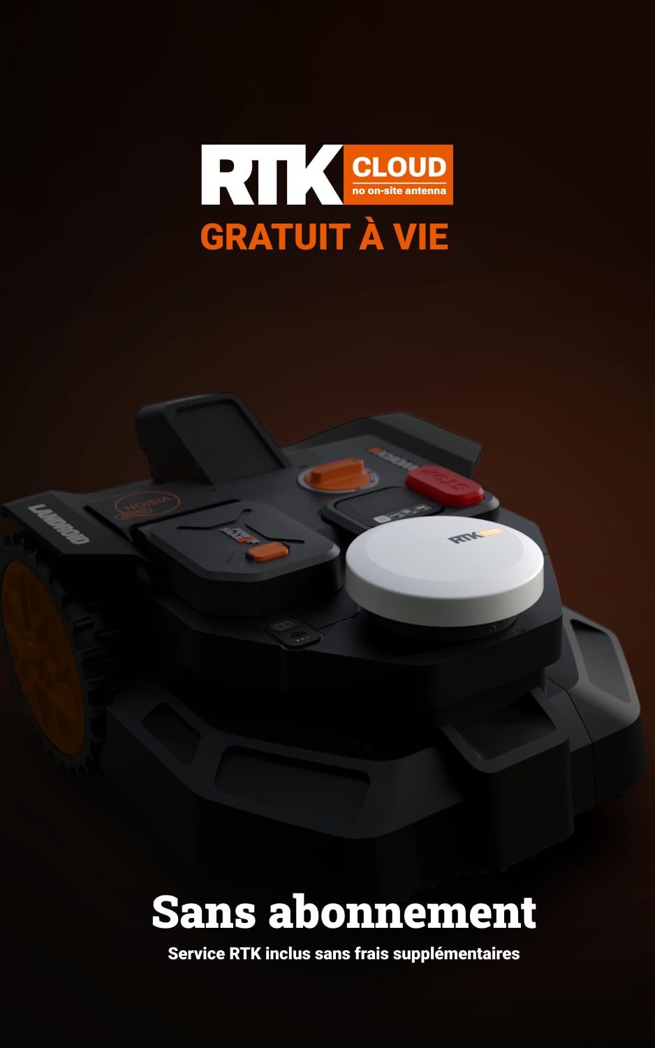 WORX Vision Cloud 2WD Robot Tondeuse WR306E, sans Fil périphérique, jusqu'à 600 m² (évitement d'obstacles par IA, Navigation VSLAM + RTK Cloud, cartographie Auto, contrôle Via l'app, Cut-to-Zero) - 4