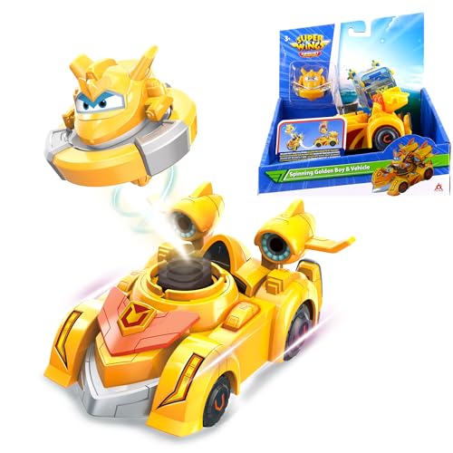 Super Wings Spinning Golden Boy & Vehicle 2 Modes : Mode Tournant ou Véhicule Battle Pop Transform Action Figures Jouet pour 3 4 5 6 7 8 Ans Cadeau pour...