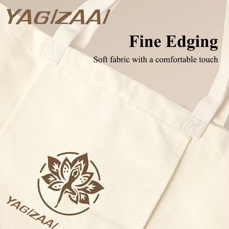 Canvas Tote Bag with Yoga Mat Carrier Pocket Carryall Shoulder Bag for Office, Workout, Pilates, Travel, Beach and Gym - Image 6