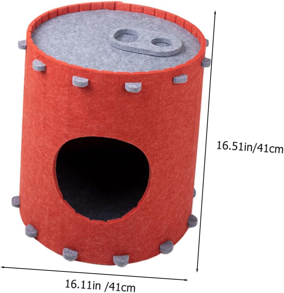Hemoton Felt Cat House Shaped Nest Detachable Design for Small Pets Spacious Indoor Cat Bed Comfortable Multi-Season Use Secure Hideaway