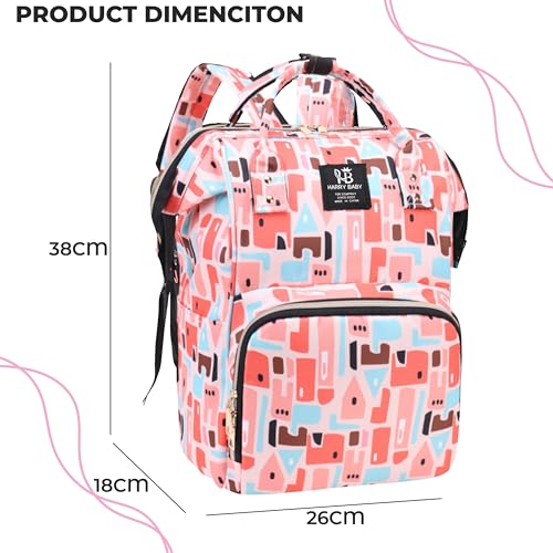 Image of BEMBIKA Diaper Bags For Mom And Dad Kids Diaper Bags For Travel Backpack With Small Bottle Pouch For Multi-Function Waterproof And Large Capacity-(Peach)