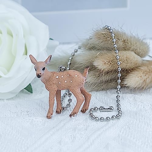 Image of Deer Ceiling Fan Pull Chain,14in Cute Animal Fawn Christmas String Charm Extension Decorative, 3mm Beaded Fan Light Chains Extender Ornaments with Connector for Kids Room