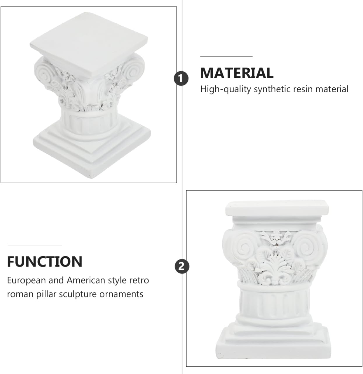 Roman Pillar Statue Decor Resin Column Sculpture for Home Garden Patio Artistic Greek Style Pillar Ornament 4.52X3.34X3.14In Elegant Home Adornment