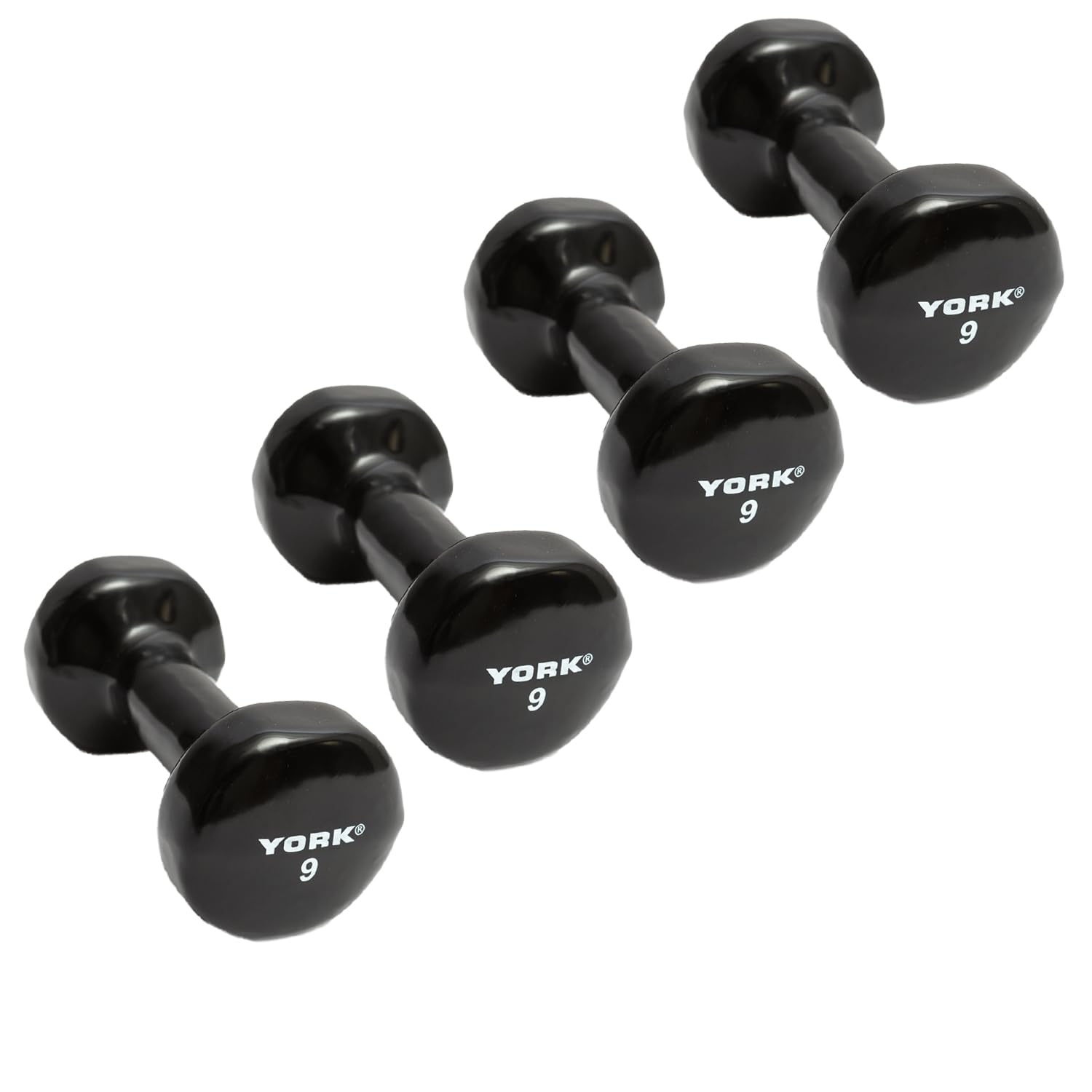 York Barbell Vinyl Coated Fitbell Dumbbell 1LB to 15LB Pack of 1 2 4 Durable Anti-Roll Anti-Slip Multi-Color