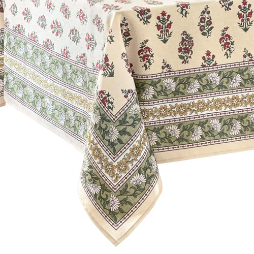 Elrene Home Fashions Nomad Harvest Block Print Fall/Thanksgiving Rectangle Tablecloth, 60"x144"