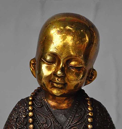 Amazon.co.jp: 中国仏教ブロンズ金箔仏教僧仏像ロータスフラワー