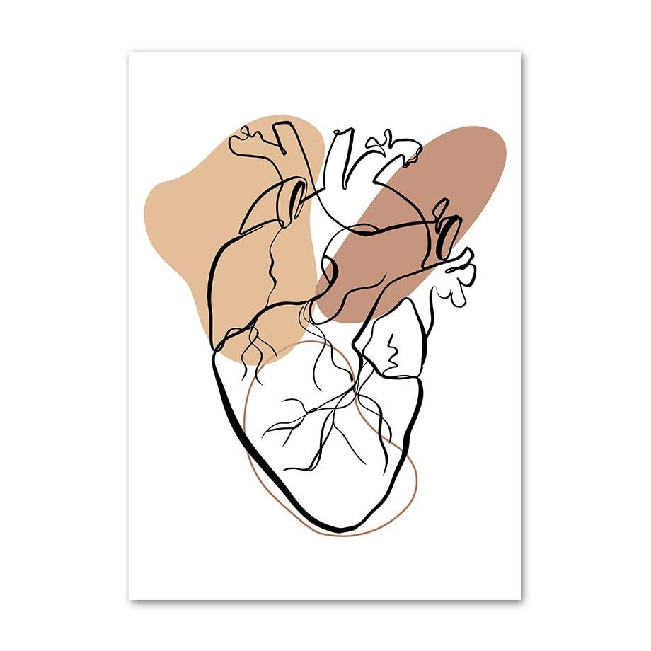 Anatomía Humana, corazón, pulmón, Cerebro, Dientes, Esqueleto, médico, Cuadro sobre Lienzo for Pared, Carteles e Impresiones, Cuadros de Pared for decoración de clínica(A,10X15 cm Unframed)