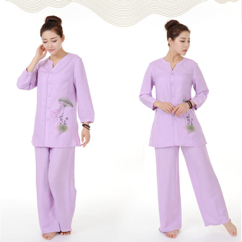 Suave primavera otoño verano China Tai Chi uniforme para mujeres Kung Fu Qigong trajes ropa Tops + Pantalones mujer lino ropa de meditación