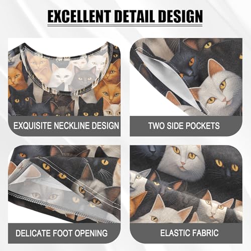 Cat Animal Cute Pajama Set Pajamas Sleepwear Nightwear Loungewear Clothes Set B04028314