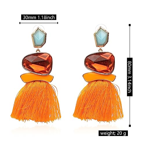 Vintage Drop Dangle Earrings Boho Statement National Style Tassel Fringe Rhinestone Crystal Long Earrings for Women4