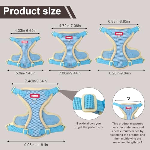 wanheart Cat Harness and Leash Set Escape-Proof Adjustable cat Leash and Harness Combo Suitable for All cat Breeds (Blue, XL) - Image 4