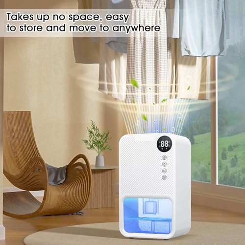 Cjc CSQ-1 Dehumidifiers For Bedroom 40 Oz Water Tank With Digital Display Auto-Off, Portable Small Dehumidifier For Room,Bathroom,Rv,Basement, Closet 500 Sq.Ft,7 Colors Led Light thumb #6