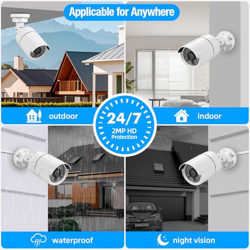 Image of Fuers 1080P CCTV Camera Outdoor Indoor Hybrid 5 in 1 HD AHD /CVI /TVI /CVBS /XVI Home Security Cameras System,Night Vision,Waterproof ABS Housing Bullet Cam for 960H,720P,1080P, Analog Surveillance DVR