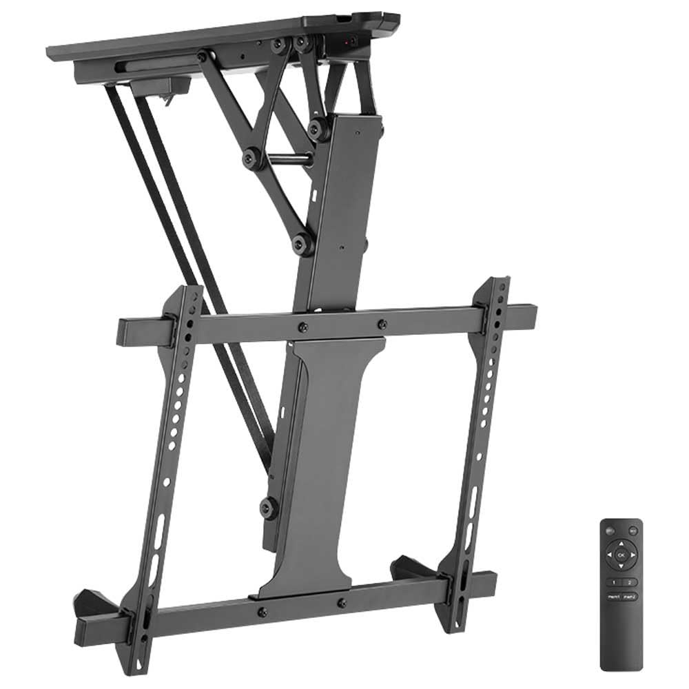 BP0118 32-70 inch Electric TV Ceiling Mount with Remote Control for Flat and Curved Monitors on Straight and Slanted Ceilings - Black