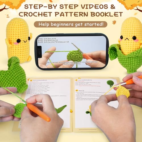 Crochetta Kit de crochê para iniciantes - Kit de crochê para iniciantes com tutoriais em vídeo passo
