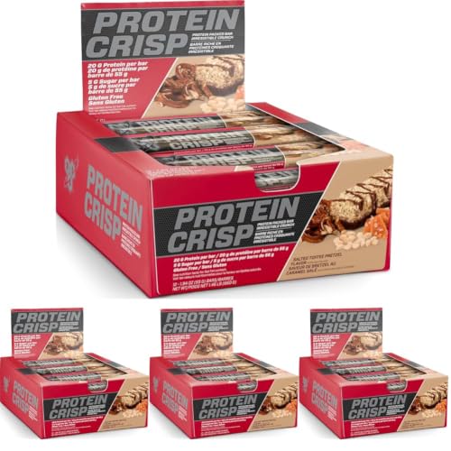 Image of BSN Protein Crisp Bar, 20g Protein, Salted Toffee, 12 Count (Pack of 4)