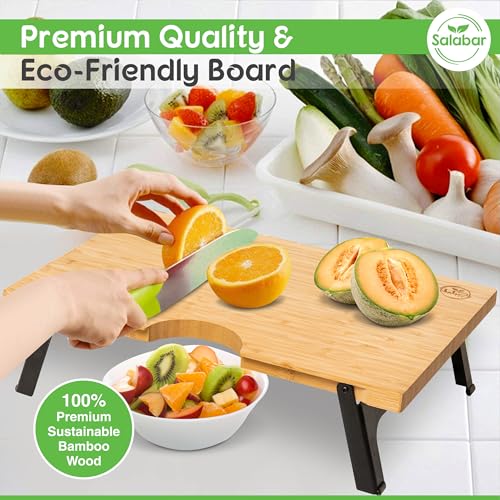 Tabla de cortar rectangular de bambú 42x29 cm con patas miniatura 5