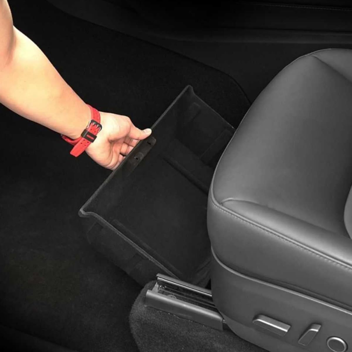 Scatola Portaoggetti Nera in ABS Rivestimento Floccato, Organizer Sotto Sedile Spazio Supplementare per Oggetti di Prima Necessità, Adatta per Auto e Uso Quotidiano Stili multipli