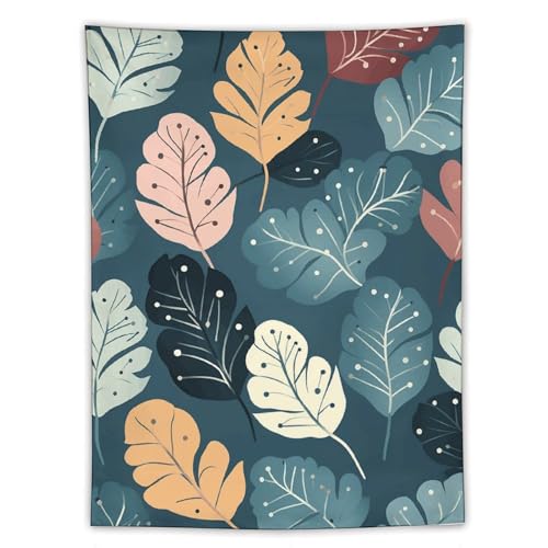 Tapisserie d'art abstrait pour cacher un mur abime sans percer, tenture feuilles YKUDBN