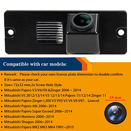 HD 1280 x 720p Colour Camera Waterproof Reversing Camera License Plate Lighting Camera Car with Parking Aid Night Vision for Mitsubish Pajero/Zinger/V3/V93/V5/L200 Mitsubishi V97 - Image 2