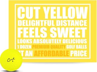 Cut Golf - Soft Feel Peak Distance Golf Balls - One Dozen Decreased Ball Spin - Improved Accuracy, Green Side Control, Distance, Ball Flight, Visibility - Matte - Yellow Golf Balls