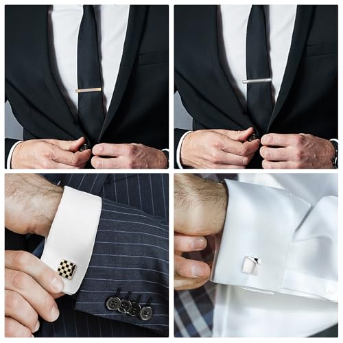 Image of Wynameleri Cufflinks and Tie Pins Tie Clips Set of 2 Accessories for Men