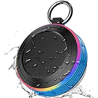 Altavoz Bluetooth Ducha IP7 Impermeable Altavoz Bluetooth Portatil con Ventosa y Luz LED de Color, Altavozs Ducha Inalámbrico con FM Radio, Sonido Estéreo HD Potentes Speaker Bluetooth 5.0, Azul