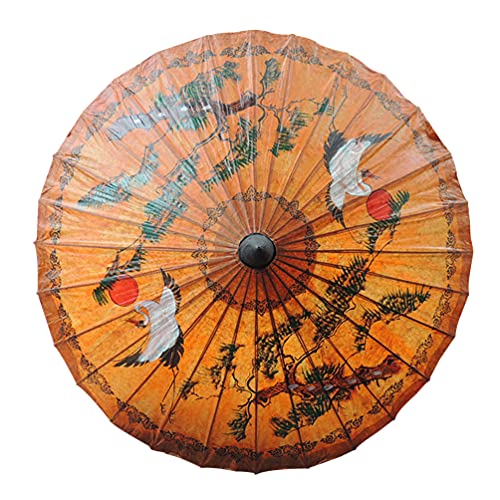 Veemoon Oiled Paper Umbrella Parasol Classic Waterproof Umbrella Oiled Paper Parasol Vintage Hanging Umbrella Decor For Home Shop Outdoor Crane Pattern #TOP20