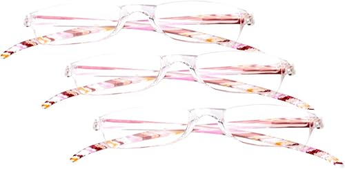 Miniatura 1 de SOOLALA Juego de 3 pares de gafas de lectura rectangulares a rayas sin montura para mujer
