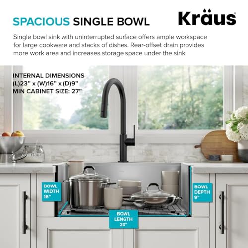 KRAUS Kore 25-Inch Drop In/Top Mount Workstation 16 Gauge Single Bowl Stainless Steel Kitchen Sink with Accessories, KWT311-25 - image 4
