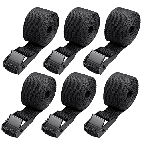 Hejo 6 Stück Spanngurte kurz, Spanngurt 1m, Verstellbare Zurrgurte mit klemmschloss, für Motorrad, Gepäckpakete, Camping (Schwarz)
