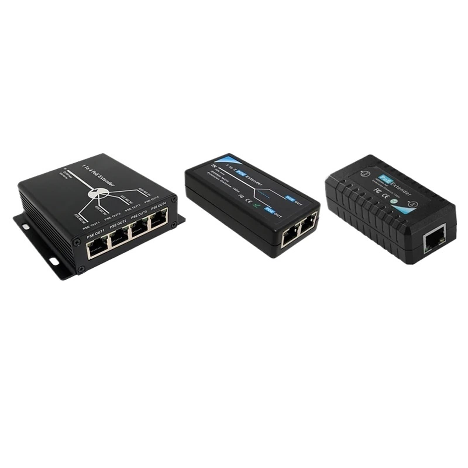 Przedłużacz PoE 10/100 Mb/s ze standardem IEEE 802.3at/AF do przedłużania urządzeń sieciowych PoE 100-120 metrów (4 porty (Extend 120M))