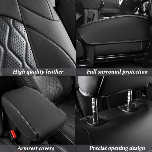 Image of Coverado Seat Covers 4 Door for Jeep Wrangler, 2PCS Leather Car Seat Cover for Jeep Wrangler Vehicle Accessories Custom Fit for 2018-2026 Jeep Wrangler Seat Covers 2-Door /4-Door (Black)